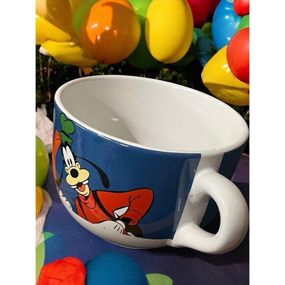 Disney Goofy Oversized Coffee Tea Soup Mug Born to be Goofy Red White Blue NEW - Picture 5 of 5